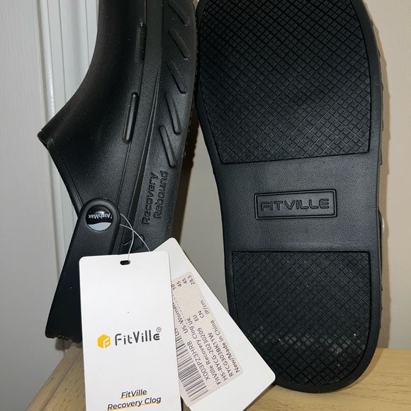 Fitville recovery clogs - anti-slip black shoes US mens 11 - Picture 5 of 5